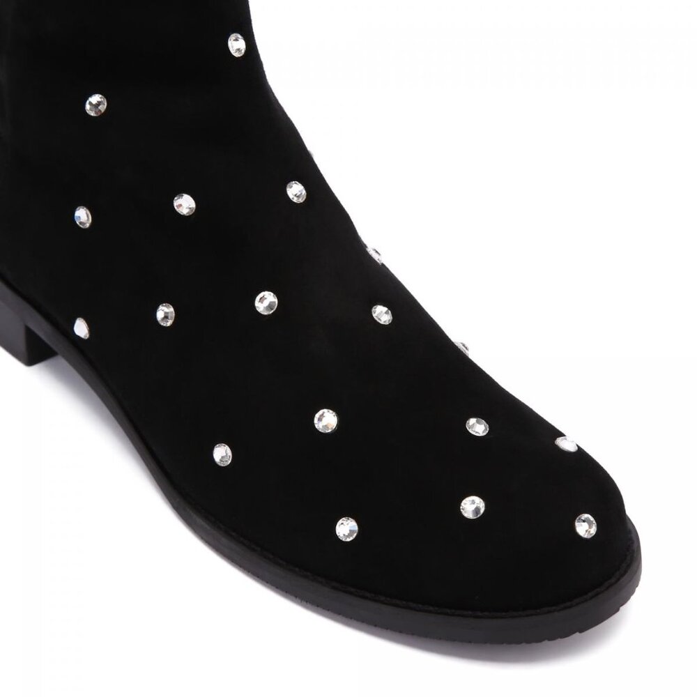 STUART WEITZMAN 37/6.5US Suede HIGHSHINE Crystal 5050 Over-The-Knee Boots in box - Picture 4 of 10
